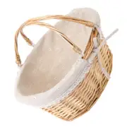 Picnic Basket Small Wicker with Handle Flower Girl Shopping Baby