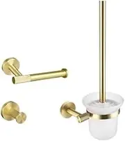 Golden Towel Rack Towel Bar Ring Brushed Gold Hardware Set Robe Coat Hook Toilet Tissue Paper Holder Bathroom Accessories Kit (Color : 3 Pieces Set)