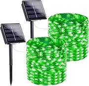 Green Solar String Lights Outdoor, 2-Pack 72FT 400 LED Solar Christmas Lights Outdoor/Indoor, Fairy Twinkle Lights for Christmas Decorations Bedroom Party Wedding Garden Patio Tree (Green)