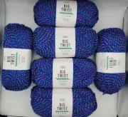 Big Twist Jellybean Yarn, Lot of 6, Color is Sour Blue Raspberry, 218 yds ea NEW