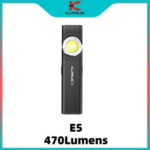 Klarus E5 COB 手電筒磁性雙燈 470 流明手電筒 8 種照明模式 USB C 充電