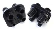 AEROFLOW BLACK A/C BULKHEAD 4 PORT 3 X -10 / 1 X -6 THREADED PORT AF88-2003BLK