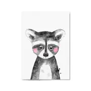 Cute Blushing Baby Raccoon Nursery Animal Wall Art
