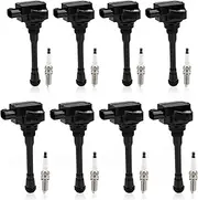 Set of 8 Ignition Coils Pack & Spark Plug UF-812 UF-813 Compatible with Nissan NV2500 2018-2020, NV3500 2018-2019, TITAN 2017-2020, TITAN XD 2016-2020 Replace# 22448EZ31B 22448EZ31A 5.6L V8