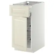 METOD / MAXIMERA base cab w wire basket/drawer/door, white/Bodbyn off-white, 40x60x80 cm