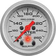 Autometer Gauge, Ultra-Lite, Water Temperature, 2 1/16 in., 260 Degrees F, Digital Stepper Motor W/Pack & Warn, Analog, Each