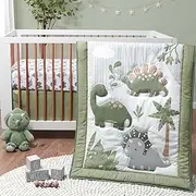 The Peanutshell Baby Crib Bedding Set for Boys, Dinosaur Nursery Decor, Camo Sage Green, Crib Comforter Set, 3 Pieces
