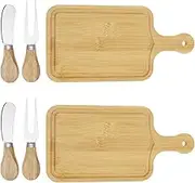 Bamboo Cheese Cutting Tool Set Solid Beautiful Mini Board with Knives and Forks Bulk Smooth Round Cheese Board Set for Guest.