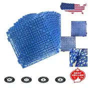 12-Pack Blue Interlocking Drainage Floor Tiles - 11.5"X11.5" Waterproof Mats