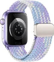 [IXTRA] Magnetic Braided Solo Loop Compatible with Apple Watch Band 38mm 40mm 41mm 42mm 44mm 45mm 46mm 49mm for Women Men, Stretchy Nylon Sport Bands for iWatch Ultra Series 10 9 8 7 6 5 4 3 SE