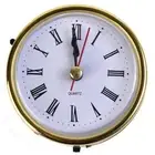 2-1/ 2" (65mm) Quartz Clock Movement Insert Roman Numeral White Face Gold Trim