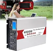 4000W DC 12V/24V/48V/60V/72V Pure Sine Wave Inverter Charger DC Input AC Output 110V/240V Low Frequency Solar Power Inverter Converter(Size:24v to 110v)
