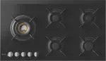 ASKO 90cm 5 Burner Gas on Glass Volcano Cooktop - Black