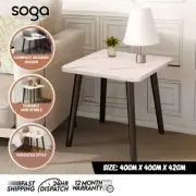 SOGA 40cm White Ceramic Table Stone Pattern Compact Design with Black Leg