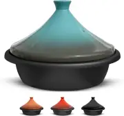 Moroccan Tagine, Preseasoned Cast Iron Cooking Pot, Tajine with Ceramic Cone-Sha