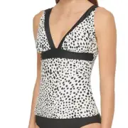 DKNY White Leopard Print Tankini Swim Top Size XS