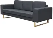 3 Seater Fabric Sofa Lounger Couch Chaise Recliner w/Padded Cushions Dark Grey