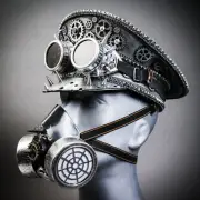 Silver Steampunk Military Fisherman Cap Burning Man Cosplay Costume Goggle Mask