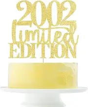 Limited EDITION 2002 cake topper 23th birthday happy birthday cake topper men and women cheer 23 years old handmade gold glitter cake decoration (2002)
