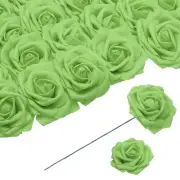 25pcs Foam Roses Artificial Flower Fake Roses with Stems, Green