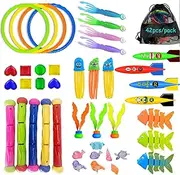 Mormore 42pcs Pool Toys - Diving Toys Variety with Storage Bag - Teens & Adults - Underwater Swimming Games & Practice Diving