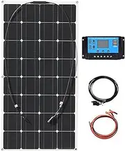 Ultra Lightweight Monocrystalline Bendable Semi-Flexible Black Solar Panels,100W 12V Solar Panel Kit for Home RV Rooftop Boat Caravan Cabin Farm