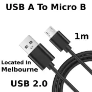 USB A to Micro Cable - 1m For Charging & Data Transfer Black