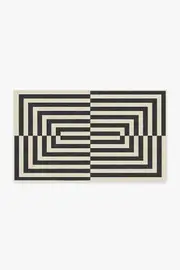90' x 150' | Machine Washable Runner Rug | Kid & Pet Friendly | Indoor Rug | Jonathan Adler Op Art Charcoal Rug | Ruggable