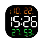 LED Digital Wall Clock Square Large Screen Temp Date Day Week Display Electronic Alarm Clock Dual Alarms Home Decor