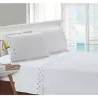 Anchors Mini Embroidered 4-Piece White Microfiber Queen Sheet Set