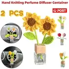 2PCS Car Diffuser Air Freshener Perfume Bottle Container Hand Knitting Flowers