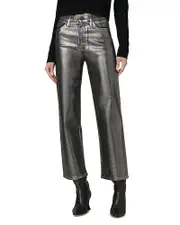 Joe's Jeans The Blake Cropped Wide Leg Jeans in Pewter Foil