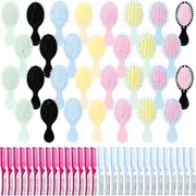 60 Pcs Mini Wet Hair Brush Set 30 Folding Hair Brush 30 Colorful Combs Toddler Mini Detangling Brushes Soft Bristles for Women Baby Girls Kids(polychrome)