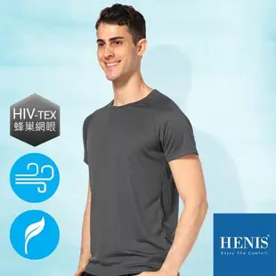 HENIS 型男風格 HEX蜂巢格 舒適乾爽機能衣 (深藍)