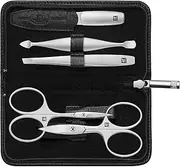 ZWILLING 5 Piece Premium Black Yak Leather Zipper Manicure Set with Nail & Cuticle Scissors