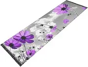 YXYZRMY Washable Runner Rug Purple Floral Black White 2’ x 6’ Non Slip Runner Rug for Hallways Entryway Bedroom Floor Carpet Runner- Soft Thin Mat with Rubber Backing for Family Pet