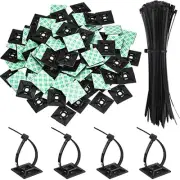 100 Pack Black Zip Tie Adhesive Mounts Self Adhesive Cable Tie Base Holders with