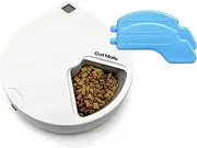 Cat Mate C500 Automatic 5-Bowl Pet Feeder with Digital Timer for Wet and Dry Pet Food, for Cats and Small Dogs, 5 Meals up to 330g Each, with Twin Ice Packs for Food Freshness – White