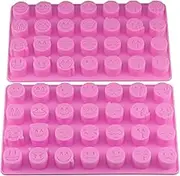 Mujiang 28-cavity Emoji Emoticon Cake Moulds Smiley Silicone Candy Baking Chocolate Molds Pack of 2