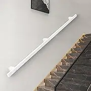 Modern White Handrails, 1m 150cm 2m 240cm 3m 6m Outdoor Indoor Wrought Iron Non-Slip Banister Railing, Wall Mount Assistive Staircase Grab Bar Square Pipe Rail(11ft/330cm)