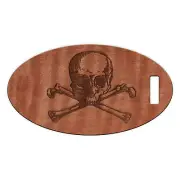 Skull & Crossbones - Wooden Oval Luggage ID Name Tag with your Name & Address