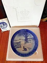 Royal Copenhagen Christmas Plate 1971 Hare in Winter Kai Lange Danish Underglaze