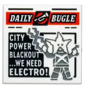 ☀️NEW Lego Tile 2 x 2 Newspaper DAILY BUGLE CITY POWER BLACKOUT. WE NEED ELECTRO