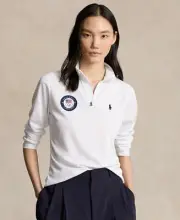 Polo Ralph Lauren L108352 Women's Team Usa Micro-Dot Mesh Quarter-Zip Top Size S
