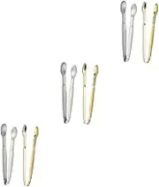 Ciieeo 3sets 2pcs Stainless Steel Cube Tongs Gold Plated Food and Ice Tongs for Home Party Cafe and Bar Use for Sugar Cubes Appetizers and More Gold and Silver 2pcs*3