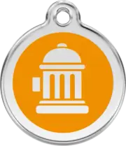 Red Dingo Fire Hydrant Orange Tag - Lifetime Guarantee - Cat, Dog, Pet ID Tag En