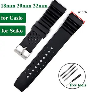 PVC塑料錶帶 18mm 20mm 22mm 通用平接口手錶配件 SEIKO Casio 適配錶帶