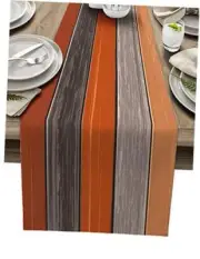 Farmhouse Cotton Linen Table Runner Dresser Scarf Retro 13X70 Inch Orange&grey