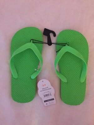 Neon Green Boys Flip Flops BeachWear Size 2-3 Non-Marking Outsole Wonder Nation