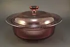 Vintage Corning VISION Pyrex 24oz Cranberry Casserole Dish & Lid V30B USA